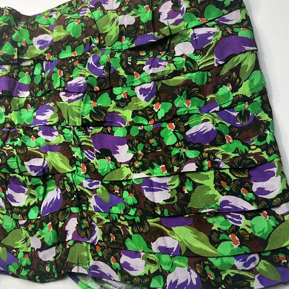 ZARA skirt Floral Mini ruffle festival party edgy bold layer colorful romantic S
